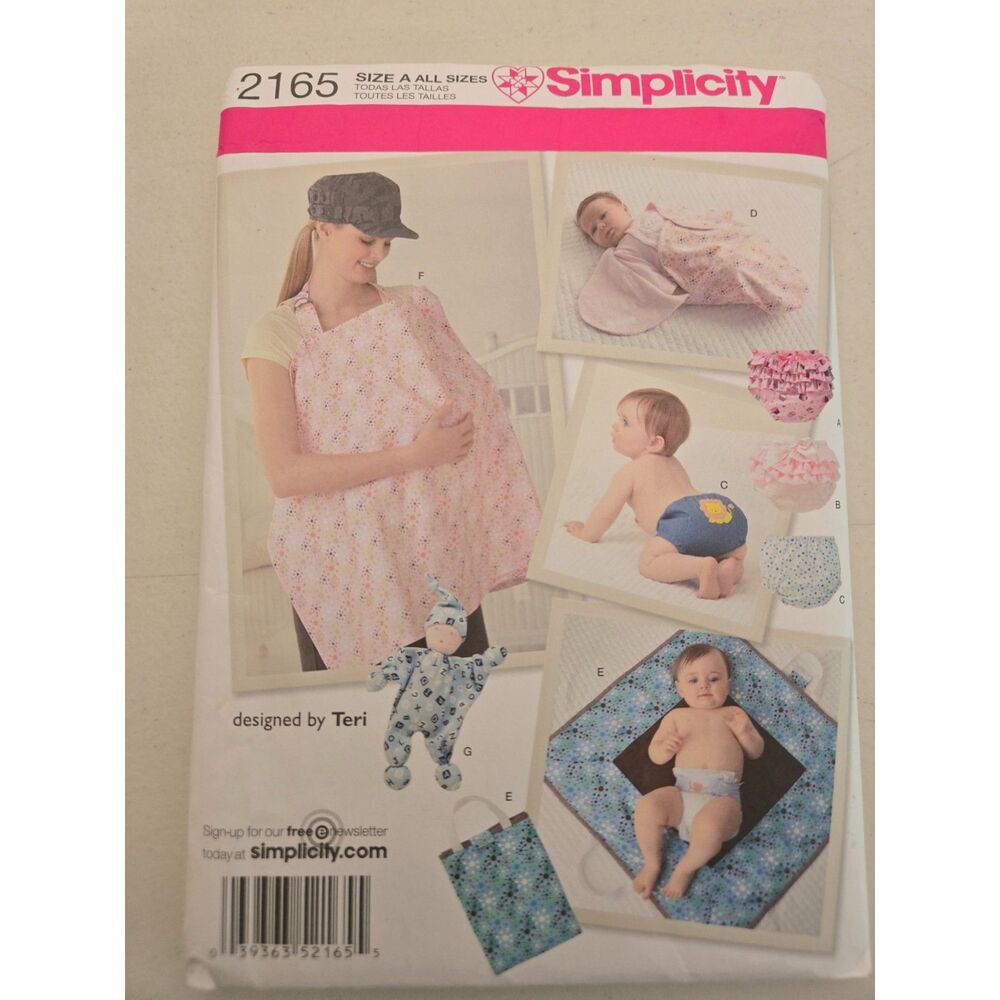 Simplicity Baby Accessories Pattern 2165 Diaper Cover, Changing Mat, Doll